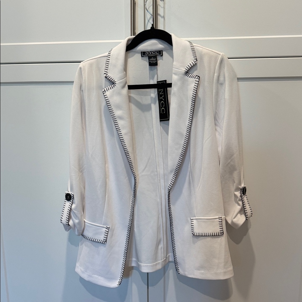 New York & Company White Blazer with Black Trim - Picture 3 of 3